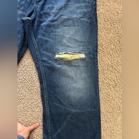 COOGI vintage button fly green embroidered pocket mens denim jeans size 40 x 34 - Picture 11 of 14